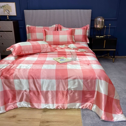 91家纺网 家纺一手货源 找家纺 （总）11 经年：2025年条纹丝绸冰丝水洗真丝夏被四件套直播爆款