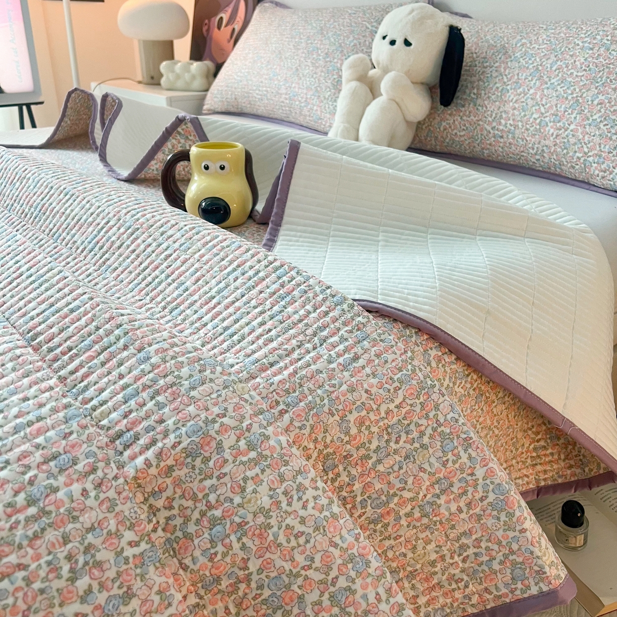 91家纺网 家纺一手货源 找家纺 HL原创 2024新款全棉印花床盖 温馨小花