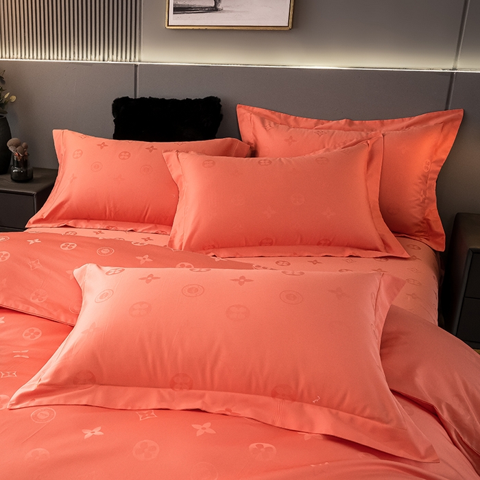 91家纺网 家纺一手货源 找家纺 品乐家纺 2024新款100支长绒棉提花 枕套 梦境-桔