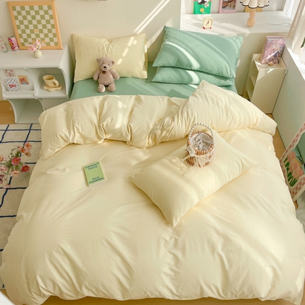 91家纺网 家纺一手货源 找家纺 （总）雅居纺家纺 2024新款全棉素色水洗棉四件套