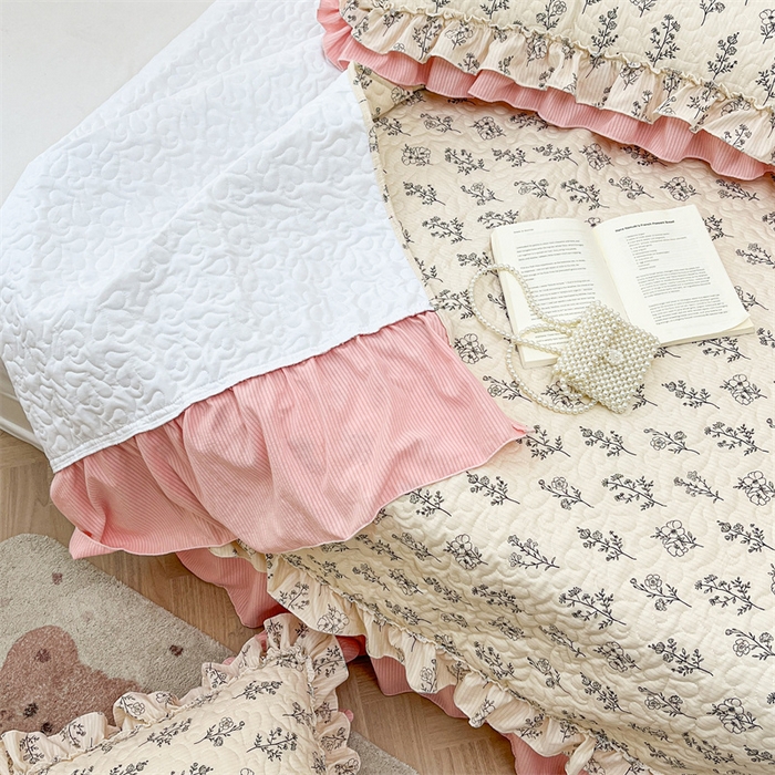 91家纺网 家纺一手货源 找家纺 恒爱家纺 2024新款韩版泡泡棉床盖系列四件套 花语