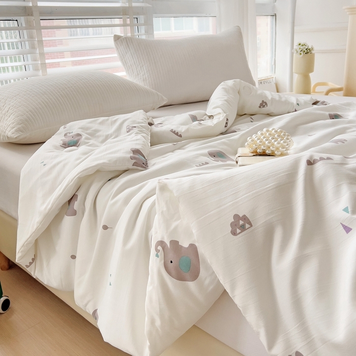 91家纺网 家纺一手货源 找家纺 春光里 2024新款萌趣夏被夏凉被被子被芯 萌小象