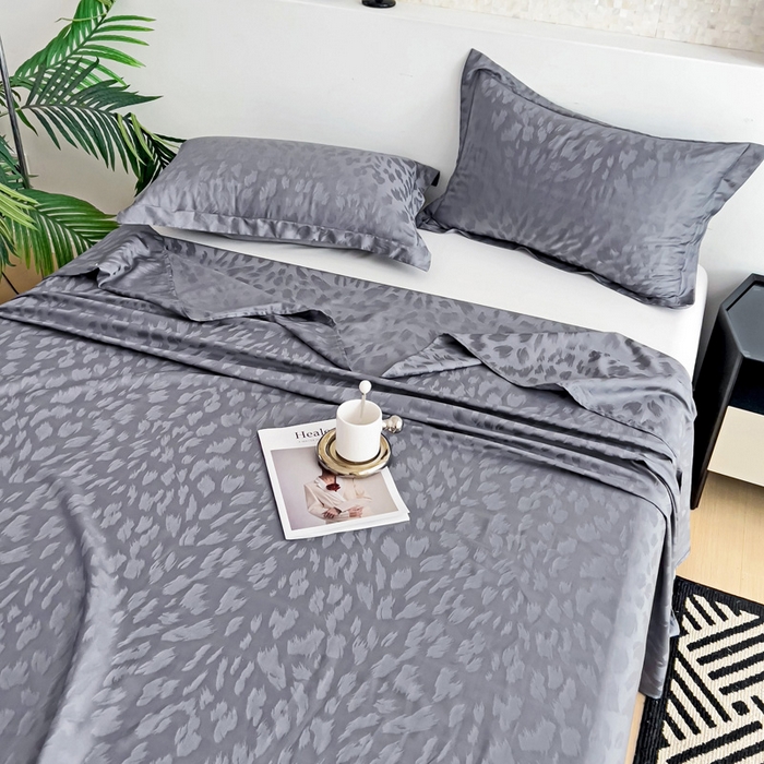 91家纺网 家纺一手货源 找家纺 品乐家纺 2024新款100支长绒棉提花床单 音色帝灰