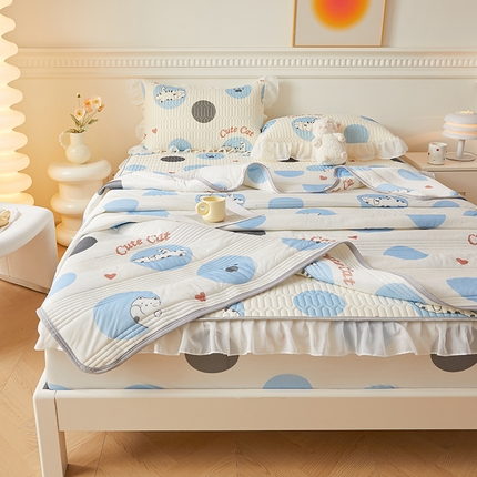 91家纺网 家纺一手货源 找家纺 伊人坊 2024新款冰丝凉感丝夏被 小奶猫