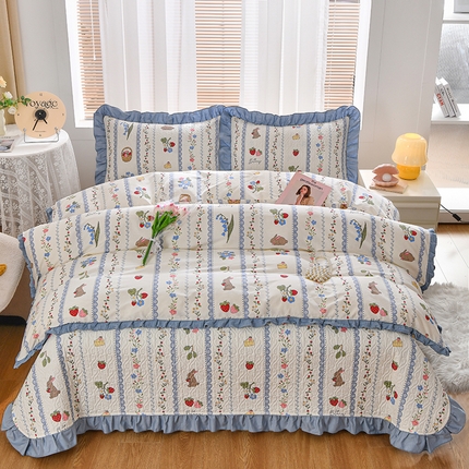91家纺网 家纺一手货源 找家纺 （总）梦精灵家纺 2025新款韩系花边全棉床盖四件套
