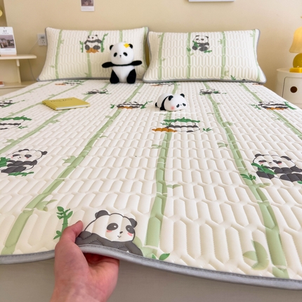 希廷顿 2024新款加厚凉感丝乳胶凉席三件套 熊猫攀竹
