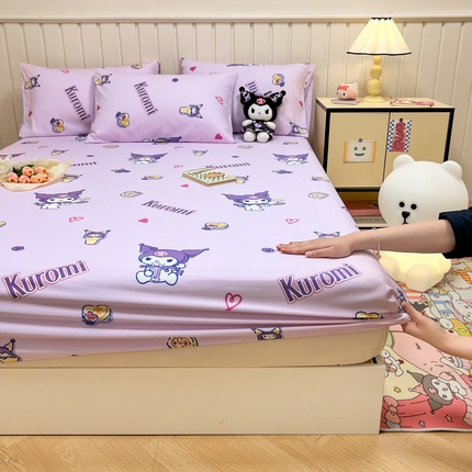 91家纺网 家纺一手货源 找家纺 沐辰 2024新款正版三丽鸥花型床笠 葡萄库洛米