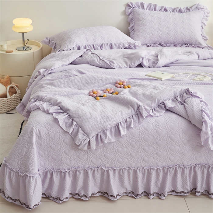 91家纺网 家纺一手货源 找家纺 恒爱 2024新款泡泡公主床盖款夏被四件套 泡泡公主-梦幻紫