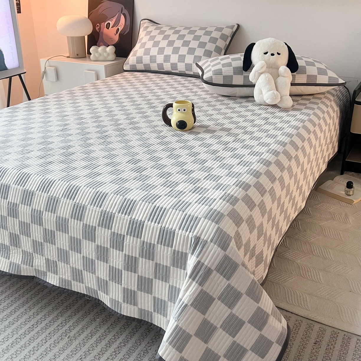 91家纺网 家纺一手货源 找家纺 HL原创 2024新款全棉印花床盖 雅灰