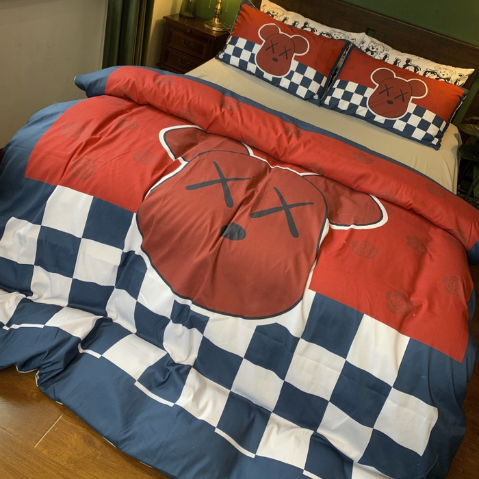 91家纺网 家纺一手货源 找家纺 花沐 2024新款云朵水洗棉四件套 【云朵棉】蓝酷熊