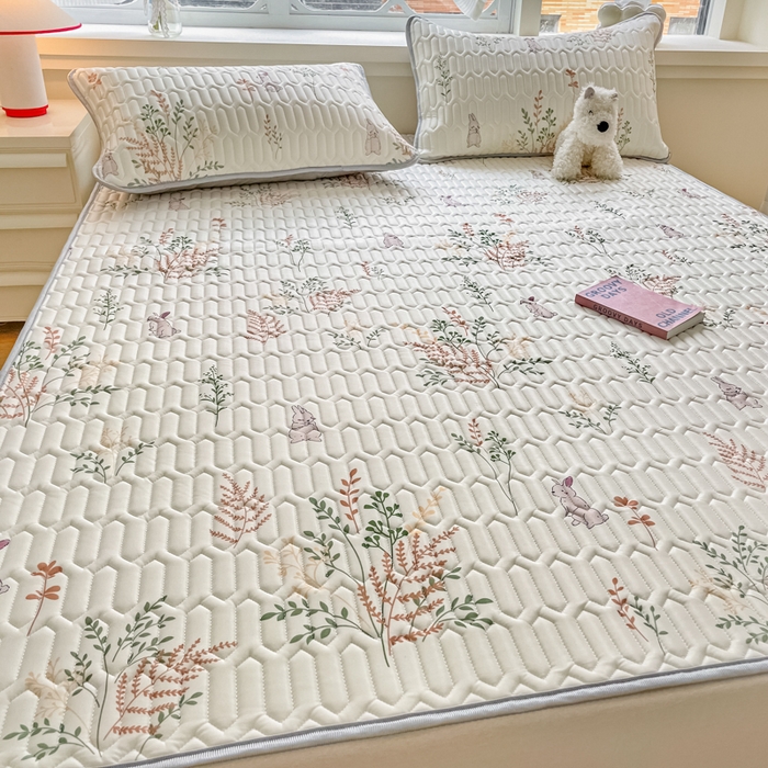 91家纺网 家纺一手货源 找家纺 柒月家居 2024新款贴身舒适厚度0.5小清新乳胶凉席 麦穗