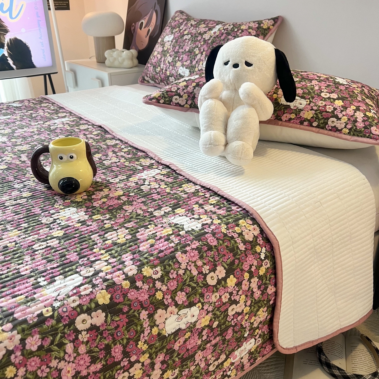 91家纺网 家纺一手货源 找家纺 HL原创 2024新款全棉印花床盖 玫瑰花园