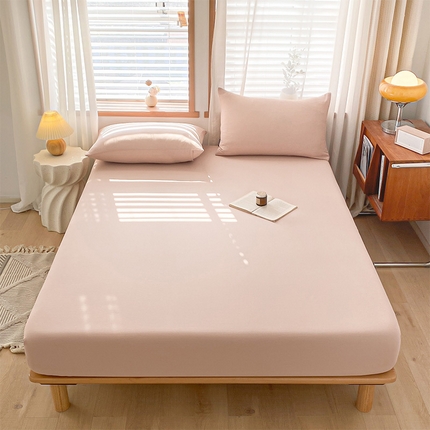 91家纺网 家纺一手货源 找家纺 莱茵 2024新款A类人字纹提花全棉水洗棉单品系列床笠 人字纹-樱花粉