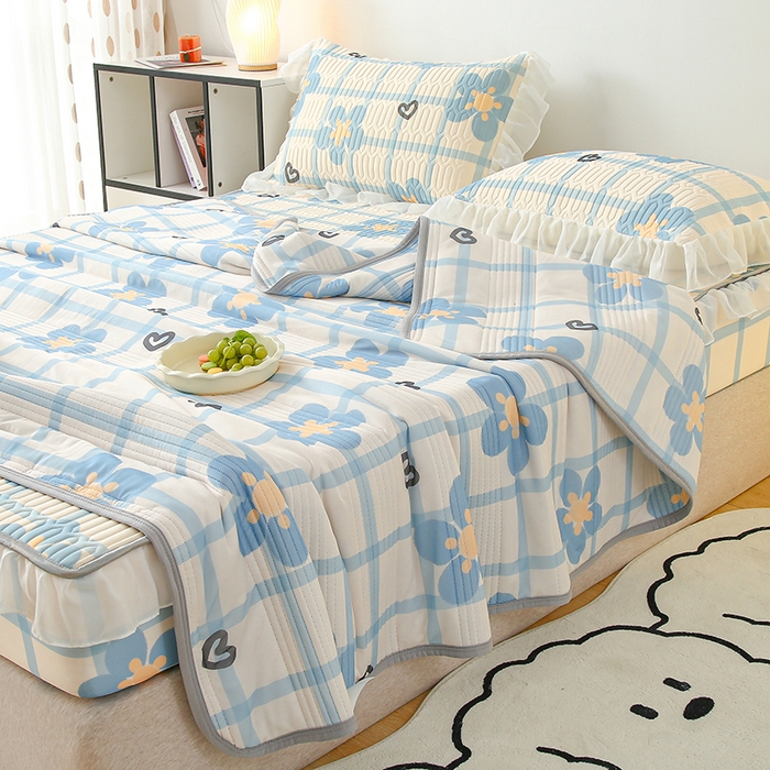 91家纺网 家纺一手货源 找家纺 伊人坊 2024新款冰丝凉感丝夏被 花花格调