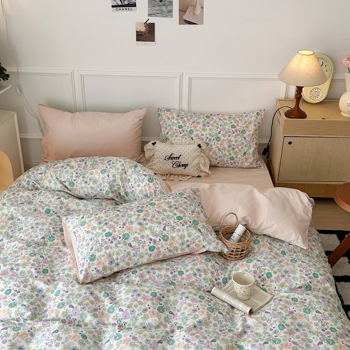 91家纺网 家纺一手货源 找家纺 昔可家纺 2024新款春日小碎花系列四件套 黛丽紫调