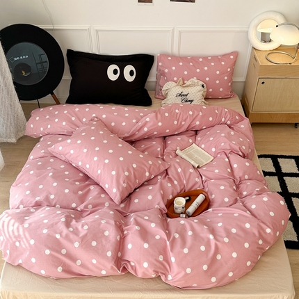 昔可家纺 2024新款复古波点系列四件套 枚粉波点