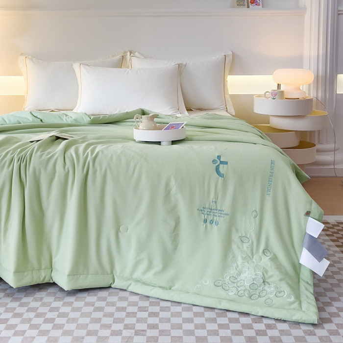 91家纺网 家纺一手货源 找家纺 （总）优姿家纺 2024新款提花泡泡棉刺绣大豆抗菌夏被