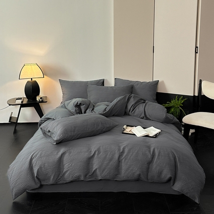 雅居纺家纺 2024新款全棉线条提花四件套-线条  线条-深灰