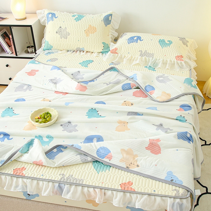 91家纺网 家纺一手货源 找家纺 伊人坊 2024新款冰丝凉感丝夏被 动物园