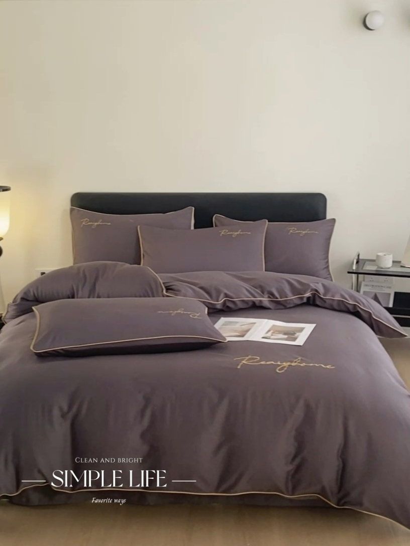 91家纺网 家纺一手货源 找家纺 慕色家纺 2024新款全棉刺绣轻奢系列单被套 轻奢-高级灰