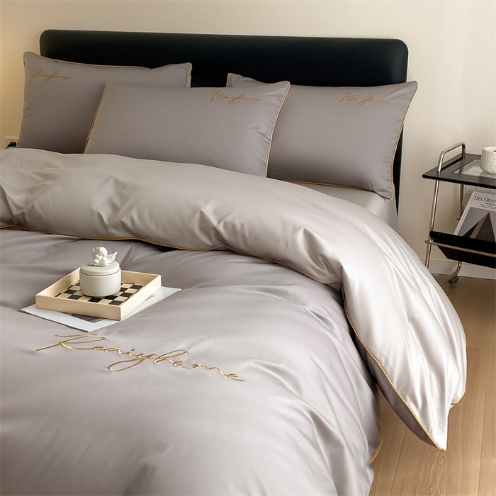 91家纺网 家纺一手货源 找家纺 慕色家纺 2024新款全棉刺绣轻奢系列单被套 轻奢-古铜灰+山灰