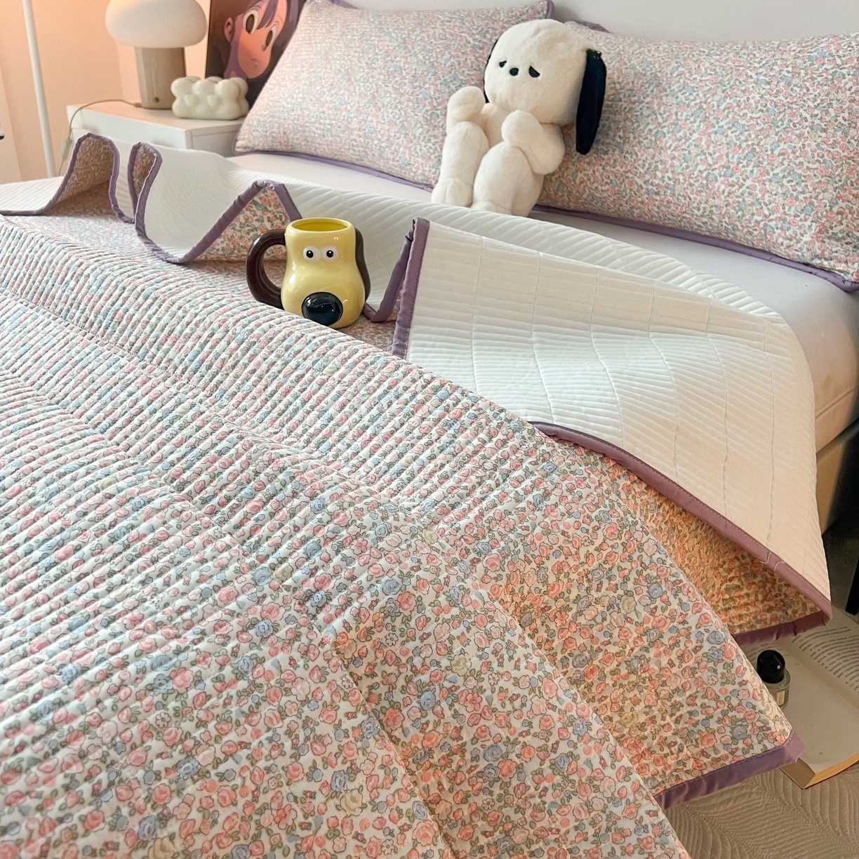 91家纺网 家纺一手货源 找家纺 HL原创 2024新款全棉印花床盖 温馨小花