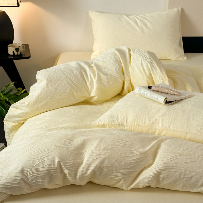 91家纺网 家纺一手货源 找家纺 雅居纺家纺 2024新款全棉线条提花四件套-线条  线条-米黄