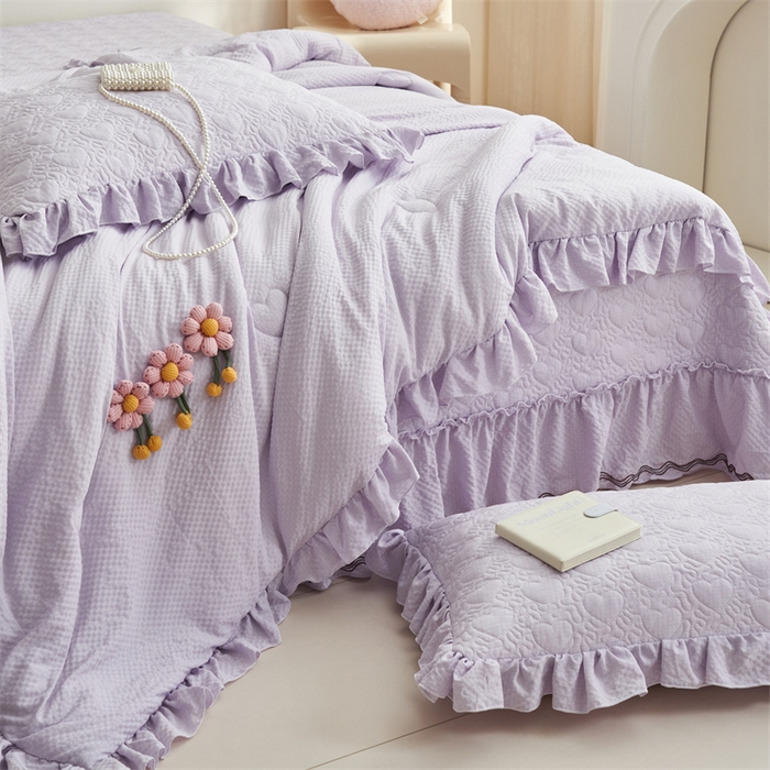 91家纺网 家纺一手货源 找家纺 恒爱 2024新款泡泡公主床盖款夏被四件套 泡泡公主-梦幻紫