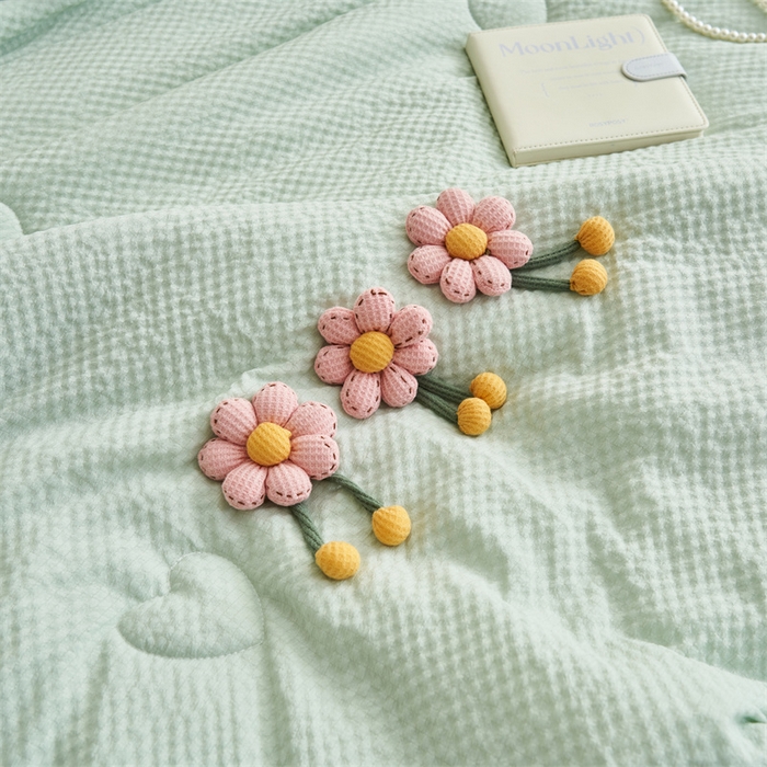 91家纺网 家纺一手货源 找家纺 恒爱 2024新款泡泡公主床盖款夏被四件套 泡泡公主-橄榄绿