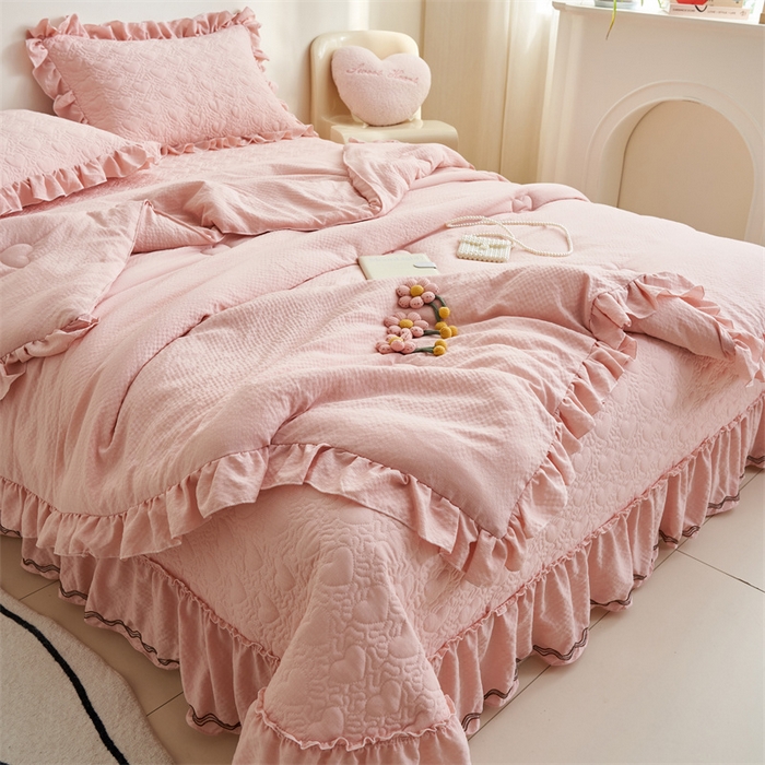 91家纺网 家纺一手货源 找家纺 恒爱 2024新款泡泡公主床盖款夏被四件套 泡泡公主-美人玉