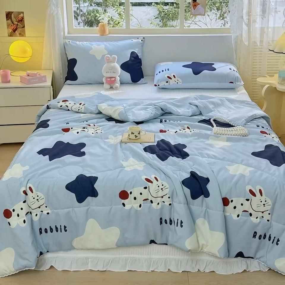 91家纺网 家纺一手货源 找家纺 寐居家纺 2024新款水洗棉小花边夏被 星光汇