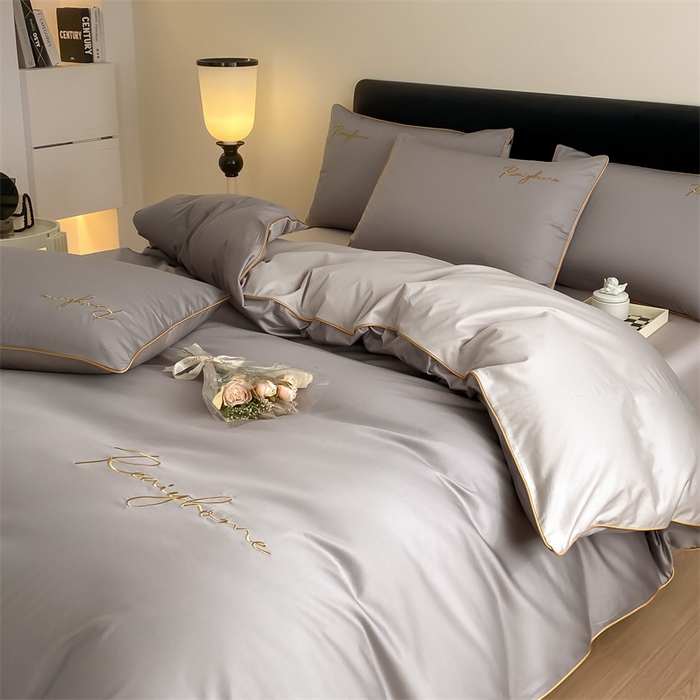 91家纺网 家纺一手货源 找家纺 慕色家纺 2024新款全棉刺绣轻奢系列单被套 轻奢-古铜灰+山灰