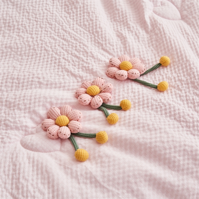 91家纺网 家纺一手货源 找家纺 恒爱 2024新款泡泡公主床盖款夏被四件套 泡泡公主-公主粉