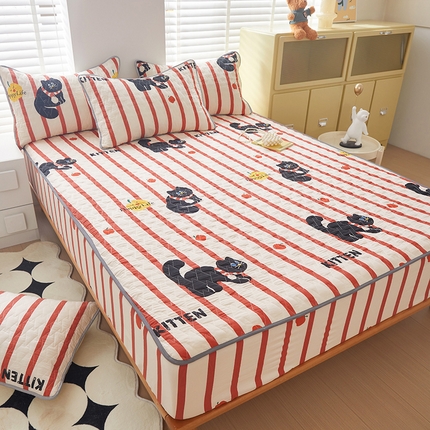 91家纺网 家纺一手货源 找家纺 （总）舒居-2024  A类  高克重水洗棉夹棉床笠席梦思床垫套