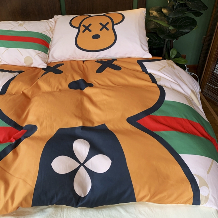 91家纺网 家纺一手货源 找家纺 花沐 2024新款云朵水洗棉四件套 【云朵棉】大酷熊