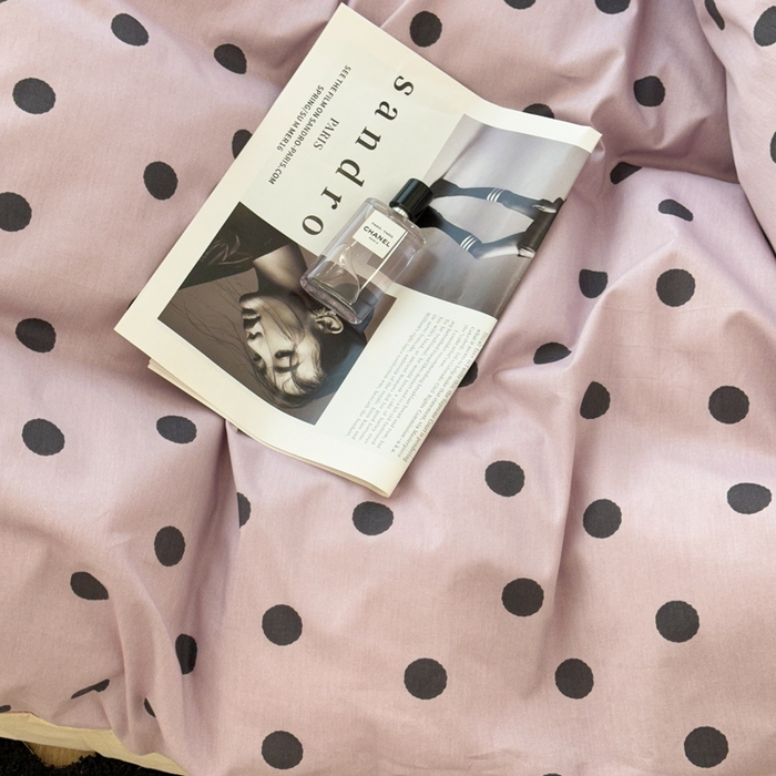 91家纺网 家纺一手货源 找家纺 昔可家纺 2024新款复古波点系列四件套 芋泥紫波点