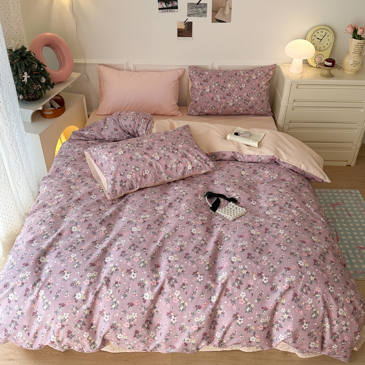 91家纺网 家纺一手货源 找家纺 昔可家纺 2024新款春日小碎花系列四件套 满目繁花