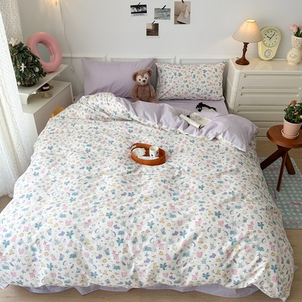 91家纺网 家纺一手货源 找家纺 昔可家纺 2024新款开春小清新花四件套 彩色斑比鹿