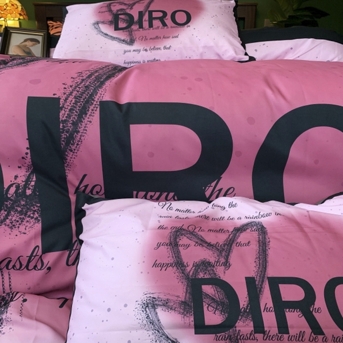 91家纺网 家纺一手货源 找家纺 花沐 2024新款云朵水洗棉四件套 【云朵棉】黑色爱心