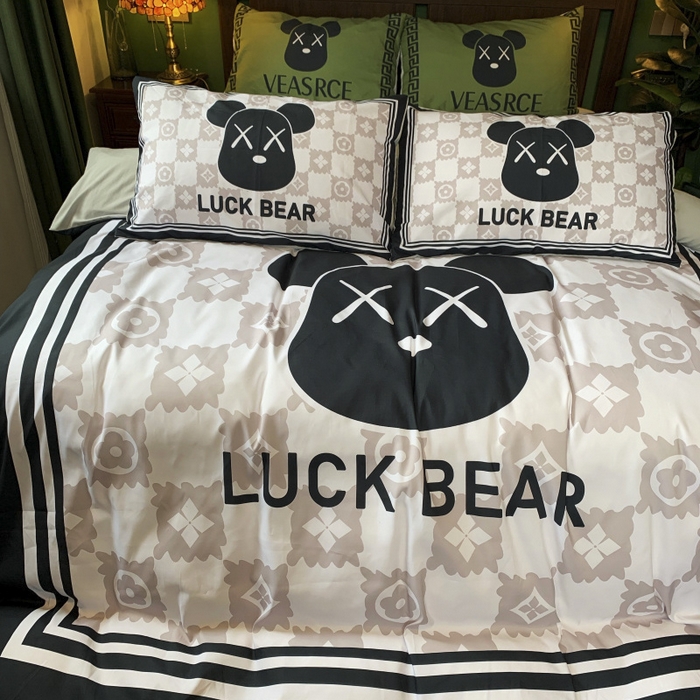 91家纺网 家纺一手货源 找家纺 花沐 2024新款云朵水洗棉四件套 【云朵棉】小白熊