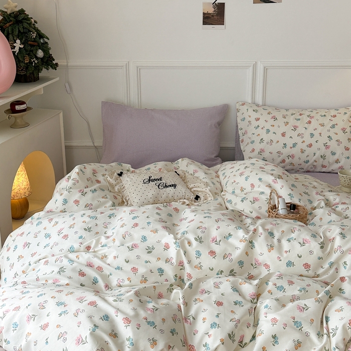 91家纺网 家纺一手货源 找家纺 昔可家纺 2024新款春日小碎花系列四件套 春日静香