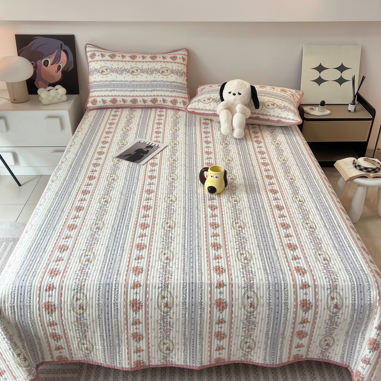 91家纺网 家纺一手货源 找家纺 HL原创 2024新款全棉印花床盖 可可小兔