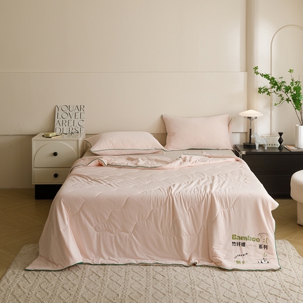 有货 2024新款躺平能猫竹纤维凉感被 蜜桃粉