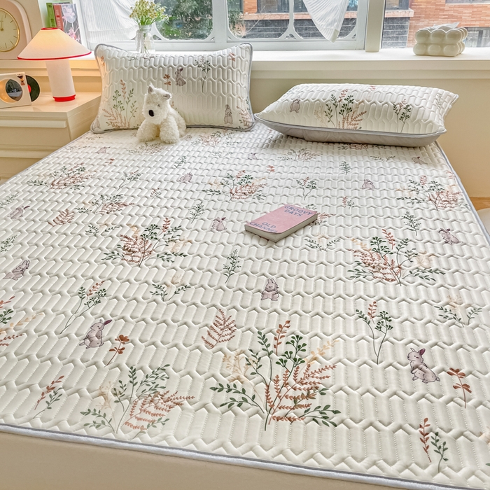 91家纺网 家纺一手货源 找家纺 柒月家居 2024新款贴身舒适厚度0.5小清新乳胶凉席 麦穗