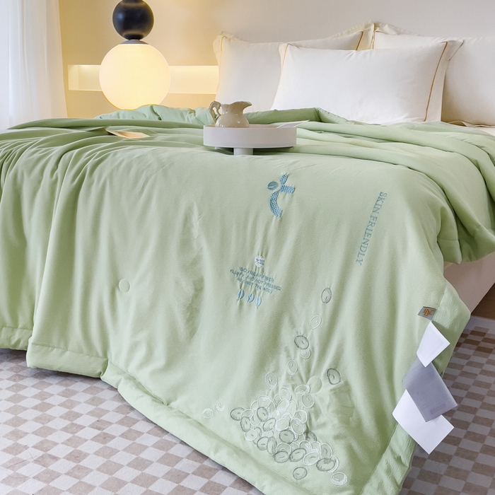 91家纺网 家纺一手货源 找家纺 （总）优姿家纺 2024新款提花泡泡棉刺绣大豆抗菌夏被