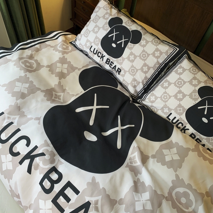 91家纺网 家纺一手货源 找家纺 花沐 2024新款云朵水洗棉四件套 【云朵棉】小白熊