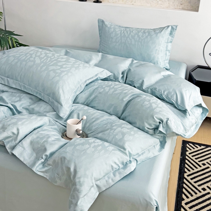 91家纺网 家纺一手货源 找家纺 品乐家纺 2024新款100支长绒棉提花 枕套 音色浅兰