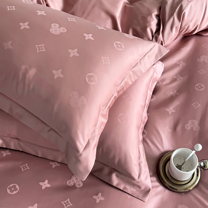 91家纺网 家纺一手货源 找家纺 品乐家纺 2024新款100支长绒棉提花 枕套 音色豆沙