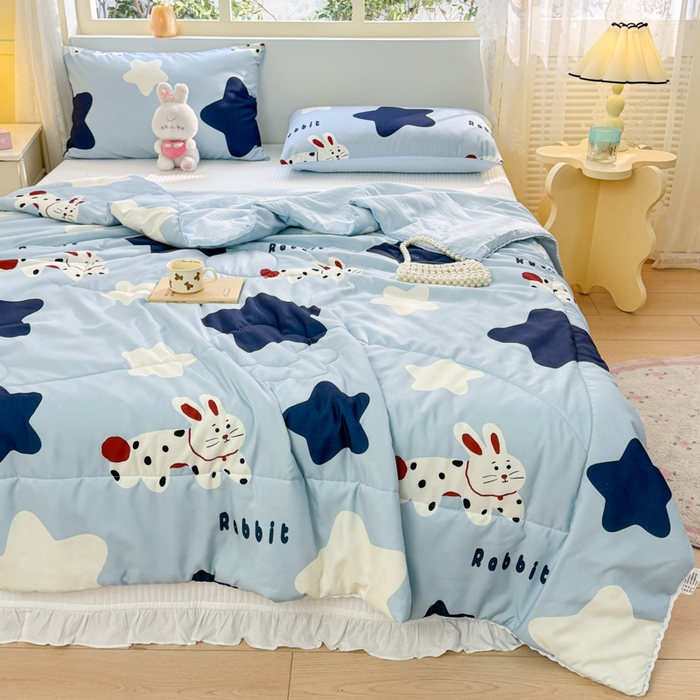 91家纺网 家纺一手货源 找家纺 寐居家纺 2024新款水洗棉小花边夏被 星光汇