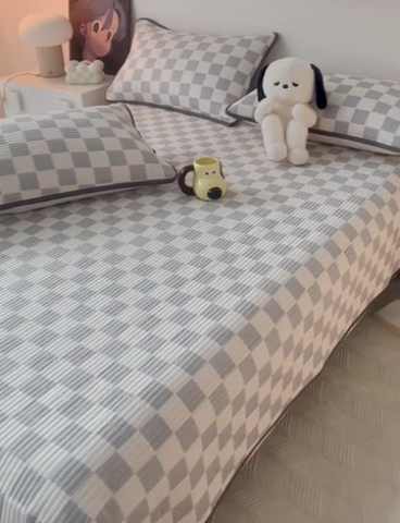 91家纺网 家纺一手货源 找家纺 HL原创 2024新款全棉印花床盖 雅灰